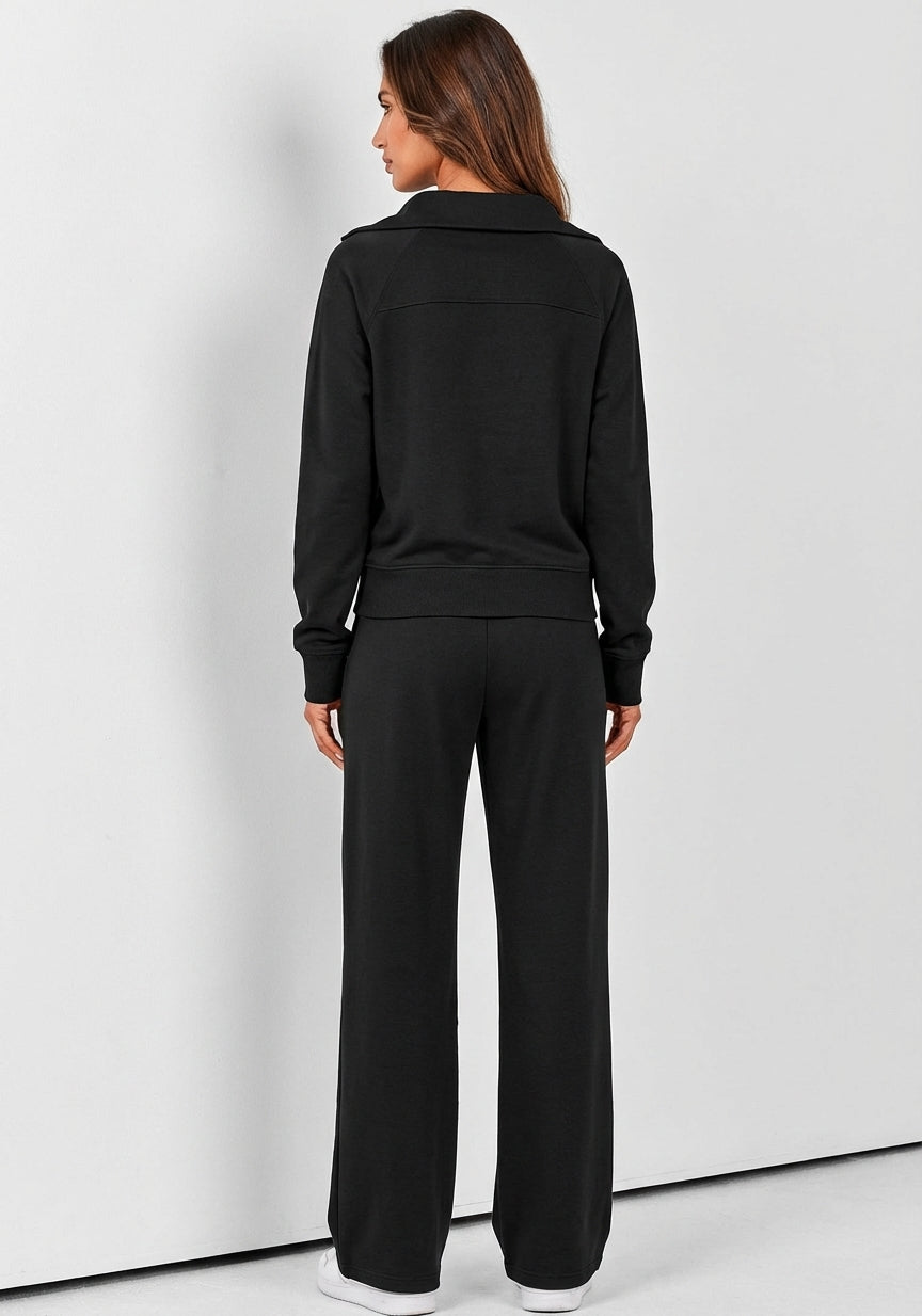 Solora Relaxed Two-Piece Set — Black (back view)