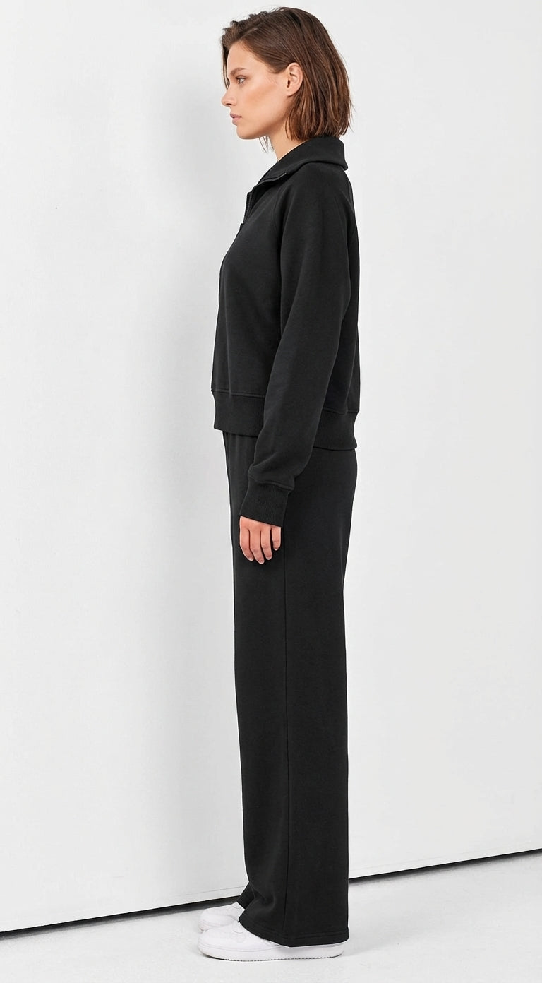 Solora Relaxed Two-Piece Set — Black (side view)