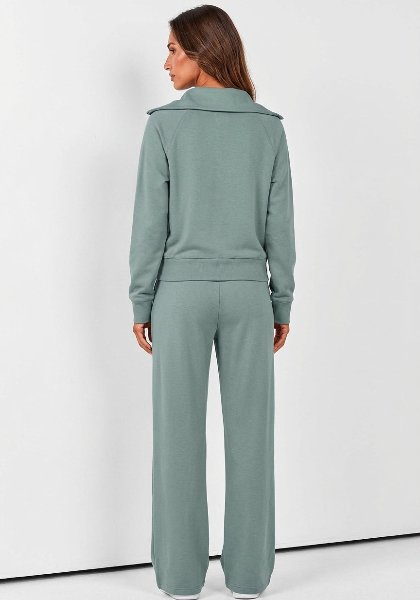 Solora Relaxed Two-Piece Set — Sage Green (back view)