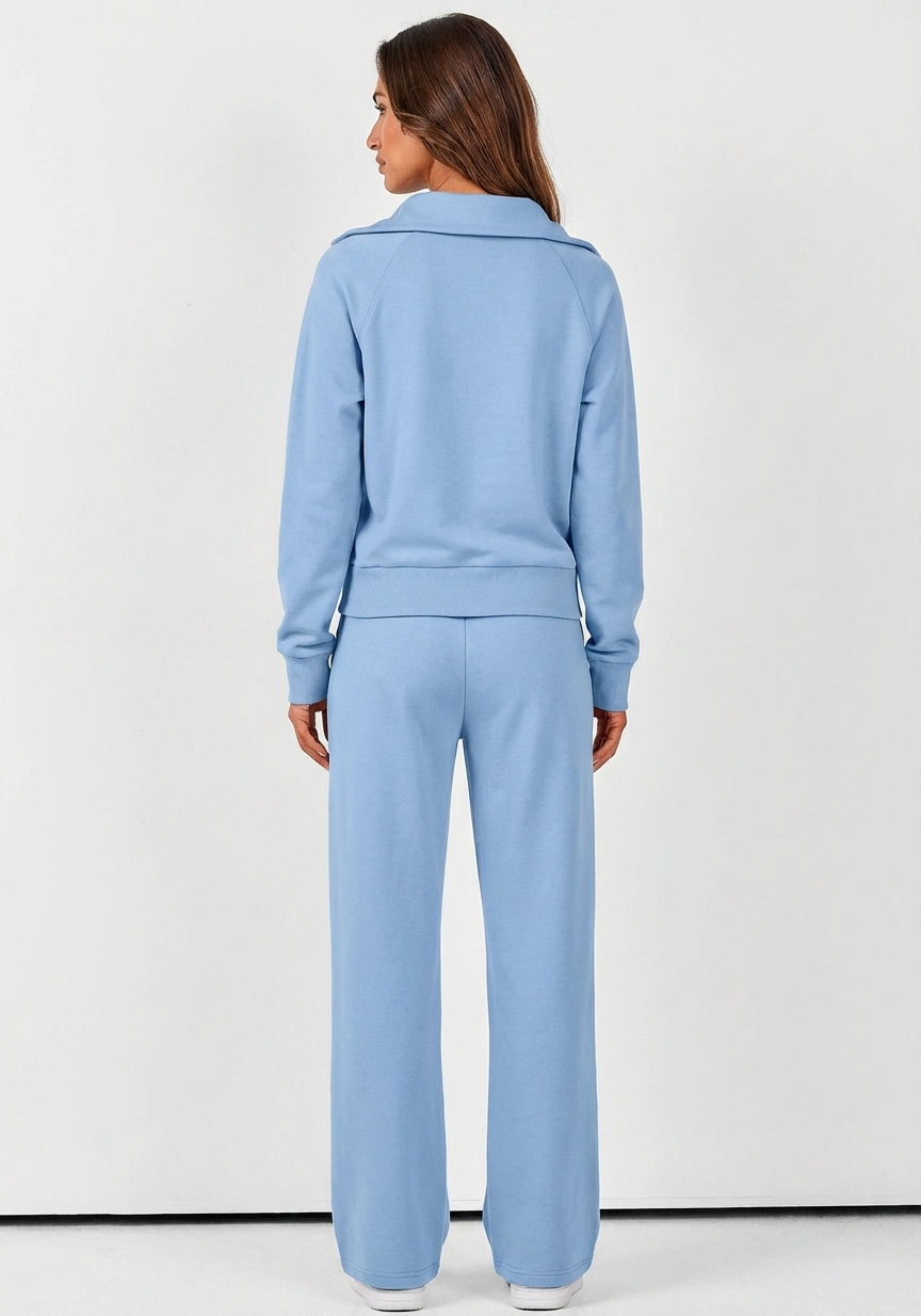 Solora Relaxed Two-Piece Set — Sky Blue (back view)