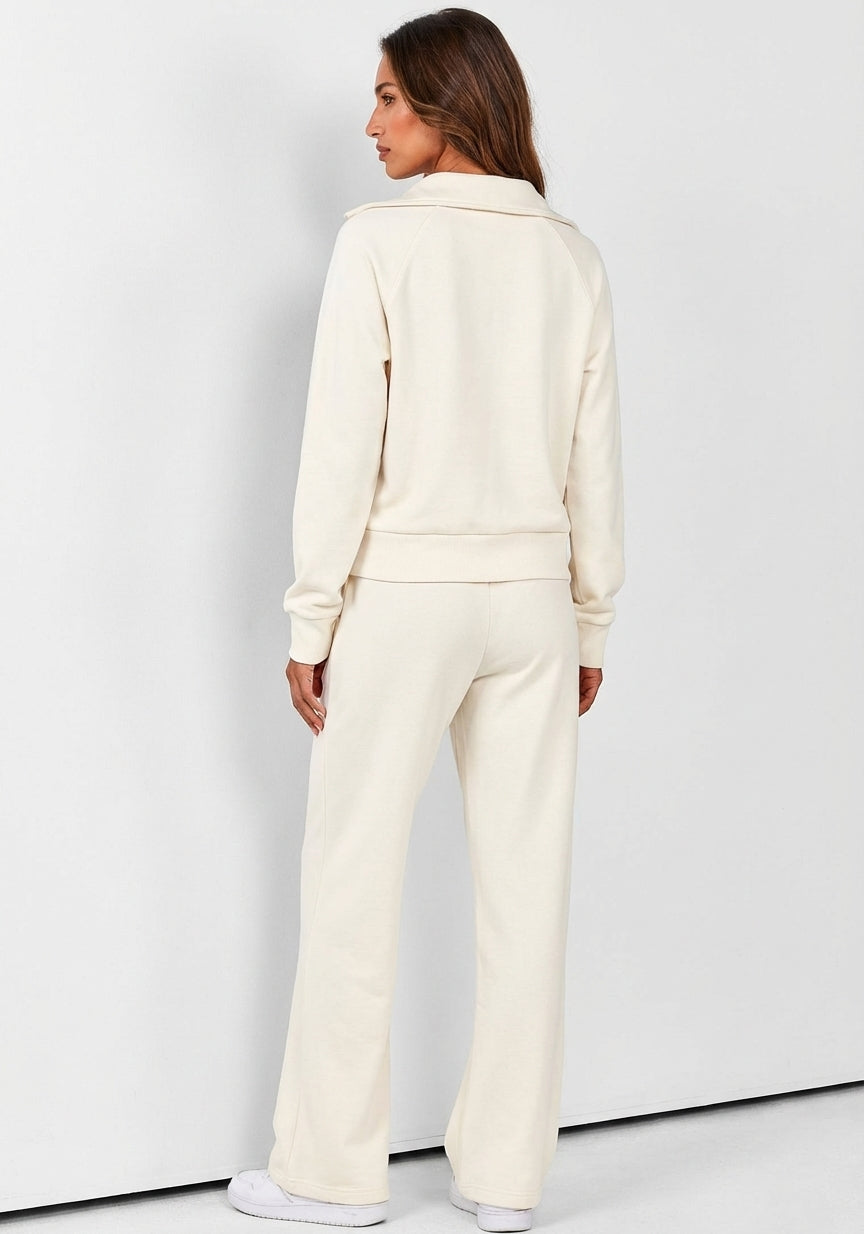 Solora Relaxed Two-Piece Set — White / Cream (back view)