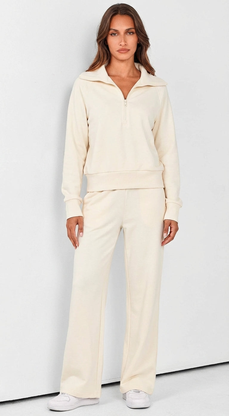 Solora Relaxed Two-Piece Set — White / Cream