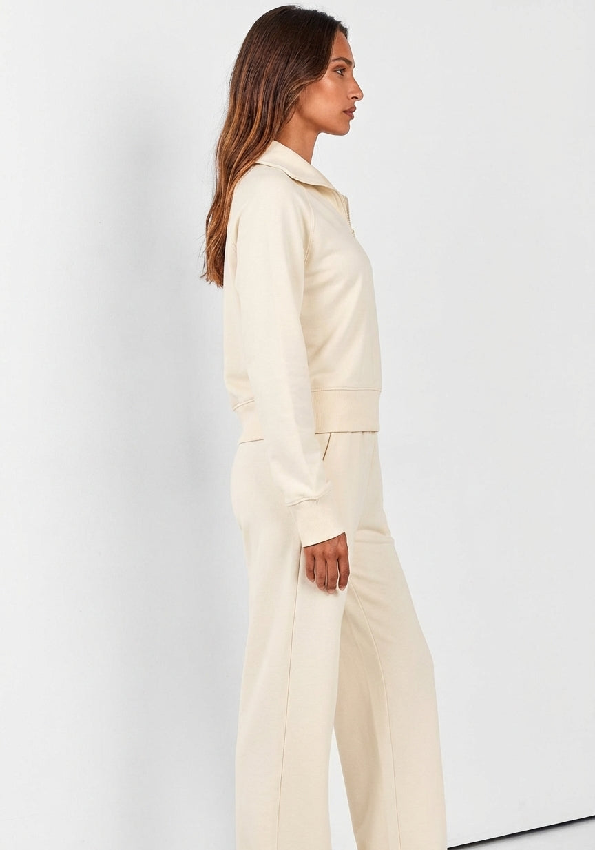 Solora Relaxed Two-Piece Set — White / Cream (side view)